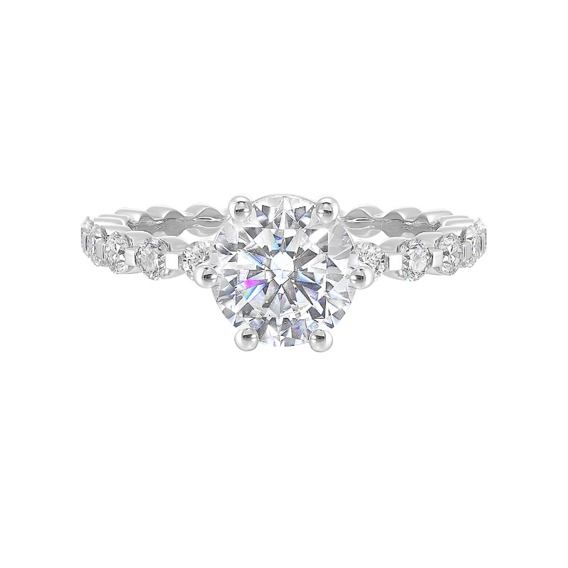 14Kt White Gold Semi Mount 3/8Ctw For 1 1/2Ctw Round Center