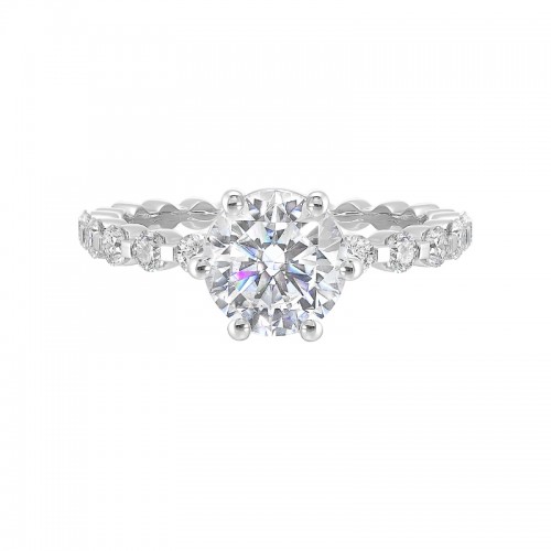 14Kt White Gold Semi Mount 3/8Ctw For 1 1/2Ctw Round Center
