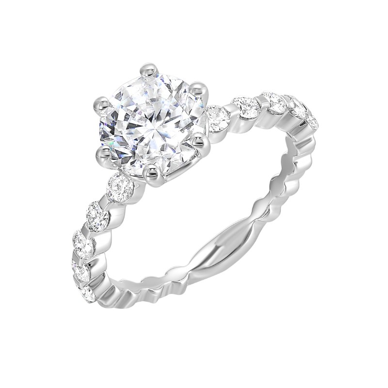 14Kt White Gold Semi Mount 3/8Ctw For 1 1/2Ctw Round Center