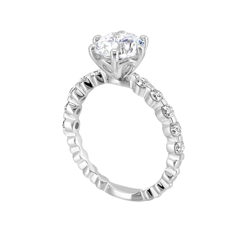 14Kt White Gold Semi Mount 3/8Ctw For 1 1/2Ctw Round Center