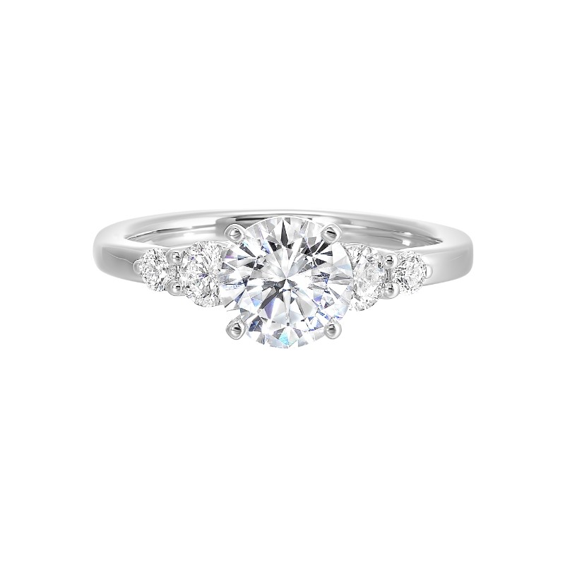 14Kt White Gold Semi Mount 3/8Ctw For 1Ctw Round Center