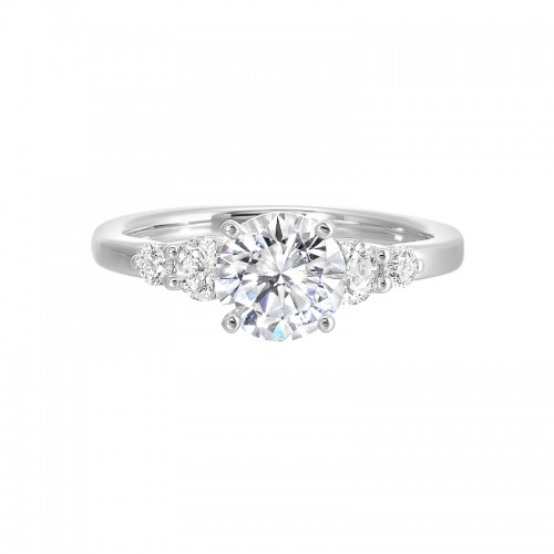 14Kt White Gold Semi Mount 3/8Ctw For 1Ctw Round Center