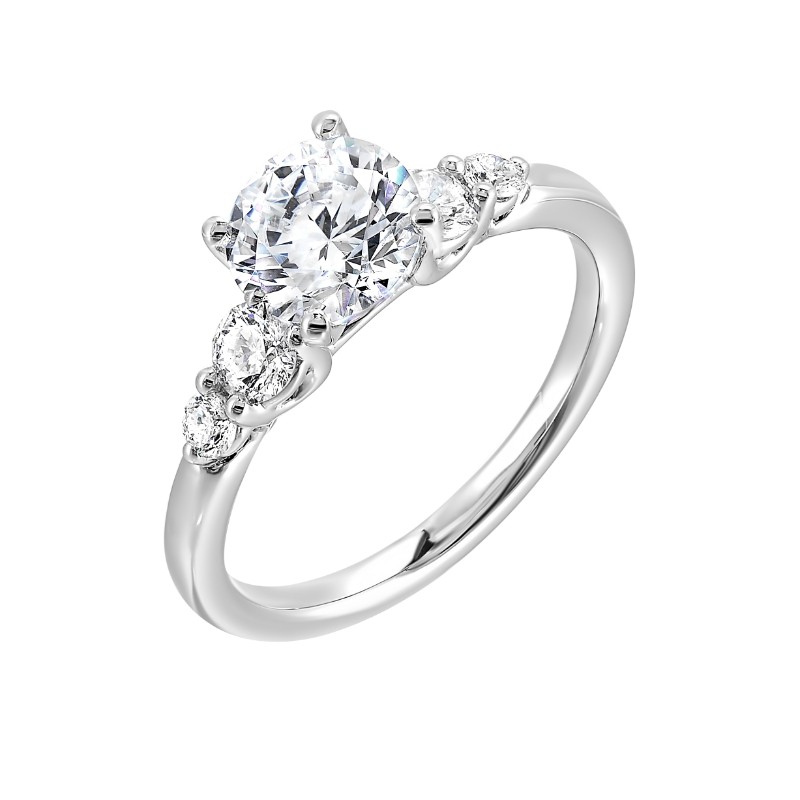 14Kt White Gold Semi Mount 3/8Ctw For 1Ctw Round Center