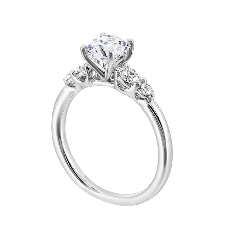14Kt White Gold Semi Mount 3/8Ctw For 1Ctw Round Center