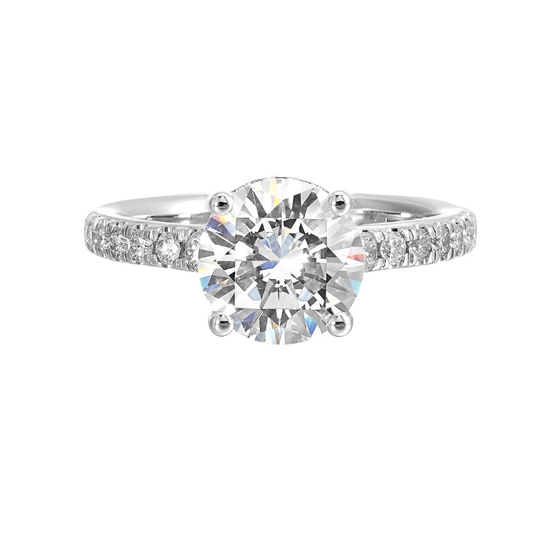 14Kt White Gold Semi Mount 3/8Ctw For 2Ctw Round Center