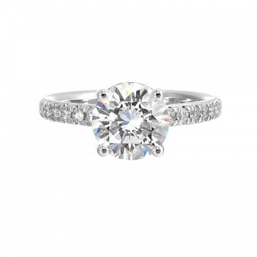 14Kt White Gold Semi Mount 3/8Ctw For 2Ctw Round Center