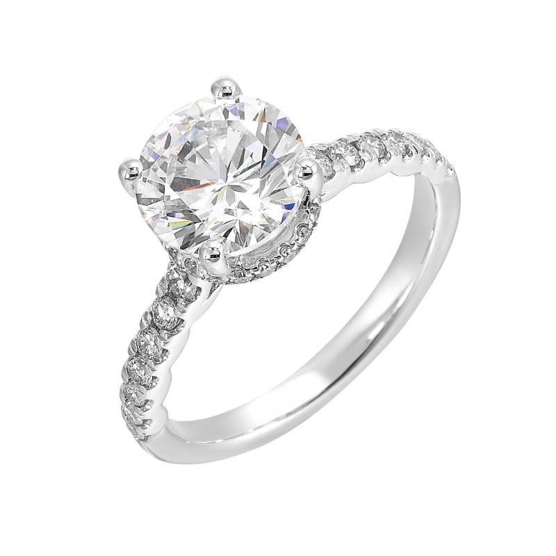 14Kt White Gold Semi Mount 3/8Ctw For 2Ctw Round Center