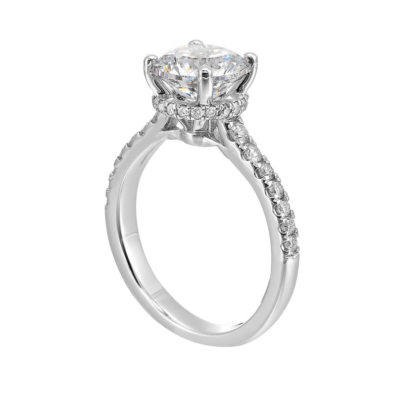 14Kt White Gold Semi Mount 3/8Ctw For 2Ctw Round Center