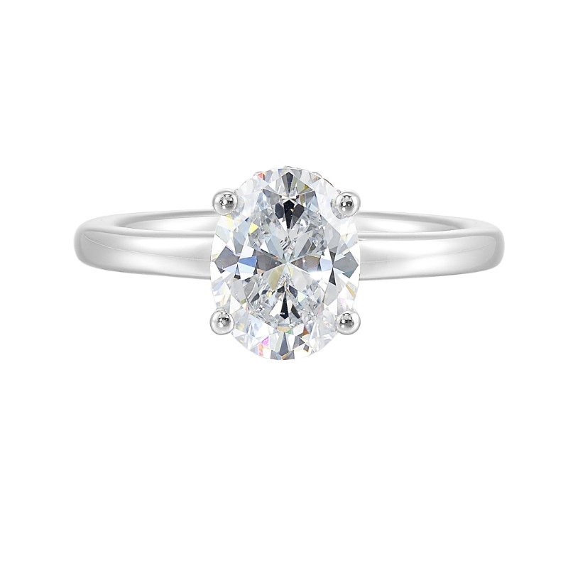14Kt White Gold Semi Mount 1/8Ctw For 2Ctw Oval Center