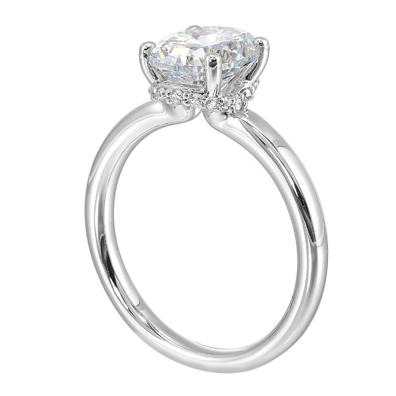 14Kt White Gold Semi Mount 1/8Ctw For 2Ctw Oval Center
