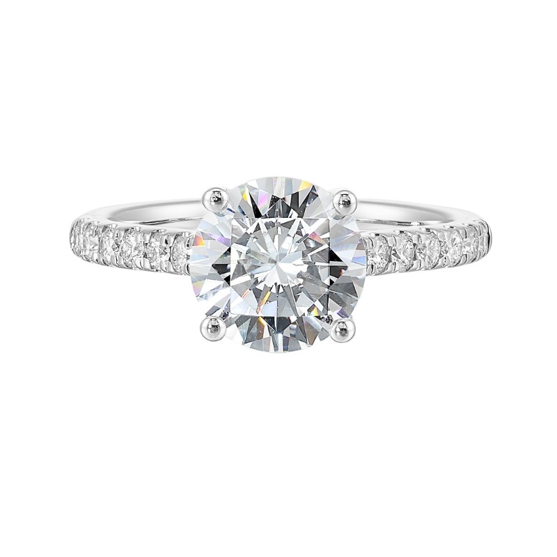 14Kt White Gold Semi Mount 1/2Ctw For 2Ctw Round Center