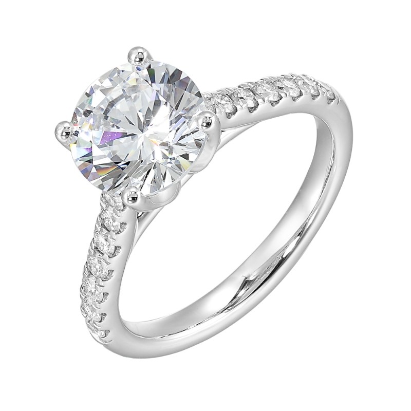 14Kt White Gold Semi Mount 1/2Ctw For 2Ctw Round Center