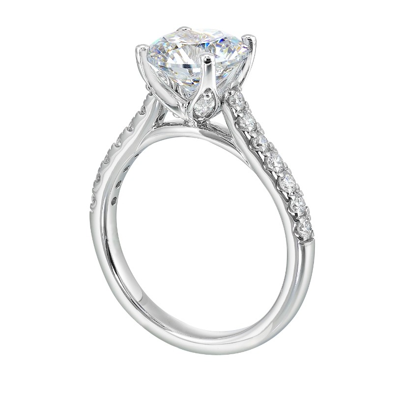 14Kt White Gold Semi Mount 1/2Ctw For 2Ctw Round Center