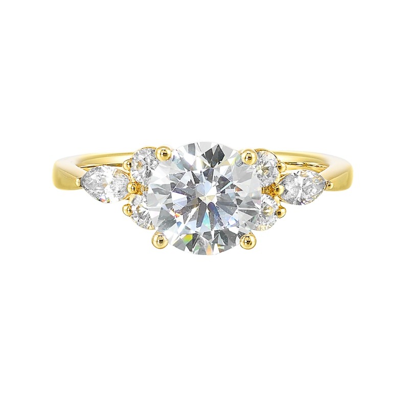 14Kt Yellow Gold Semi Mount 3/8Ctw For 1 1/2Ctw Round Center