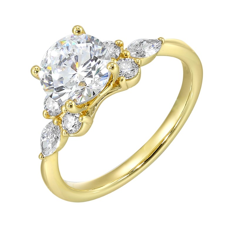14Kt Yellow Gold Semi Mount 3/8Ctw For 1 1/2Ctw Round Center