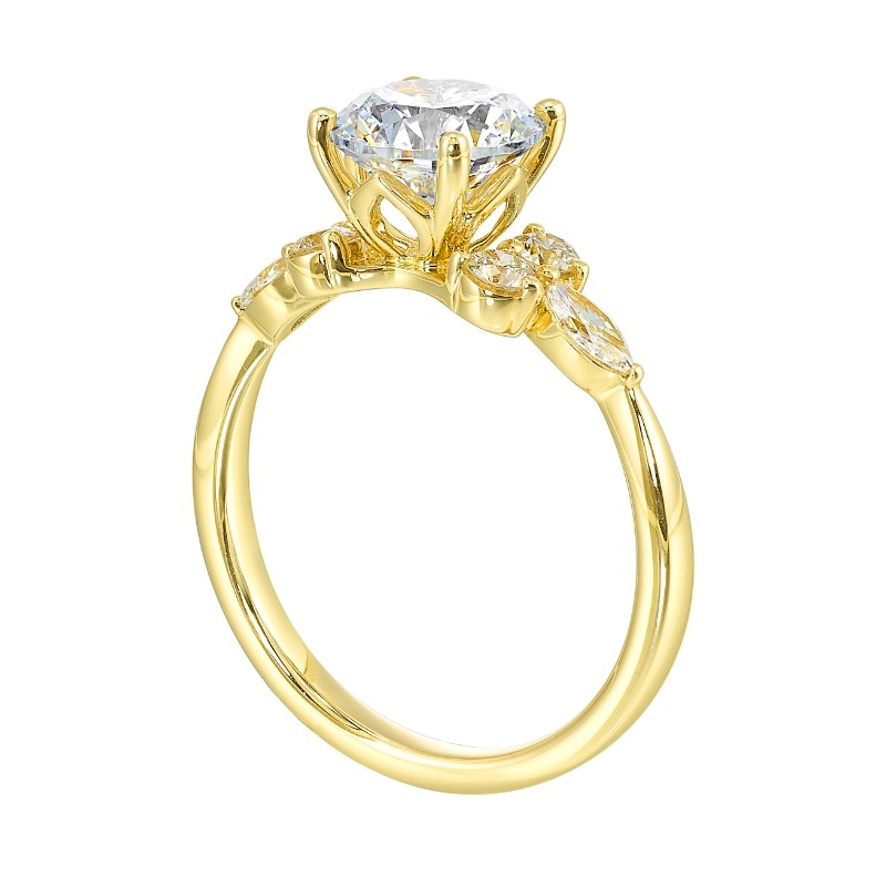 14Kt Yellow Gold Semi Mount 3/8Ctw For 1 1/2Ctw Round Center