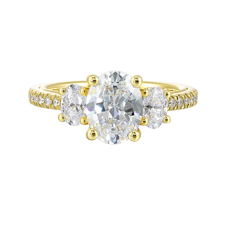 14Kt Yellow Gold Semi Mount 7/8Ctw For 2Ctw Oval Center