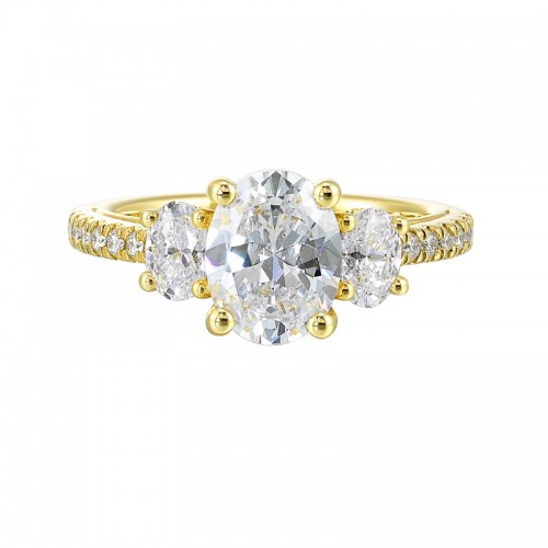 14Kt Yellow Gold Semi Mount 7/8Ctw For 2Ctw Oval Center