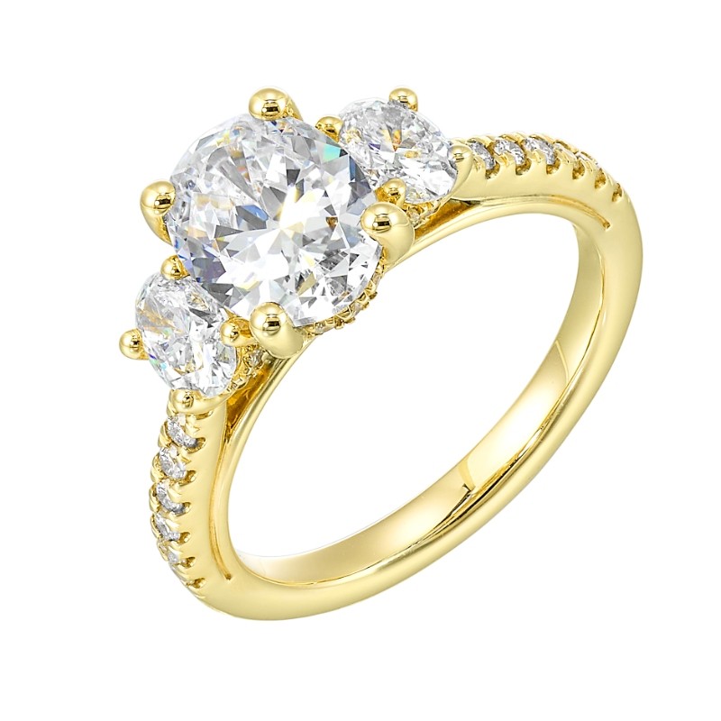 14Kt Yellow Gold Semi Mount 7/8Ctw For 2Ctw Oval Center
