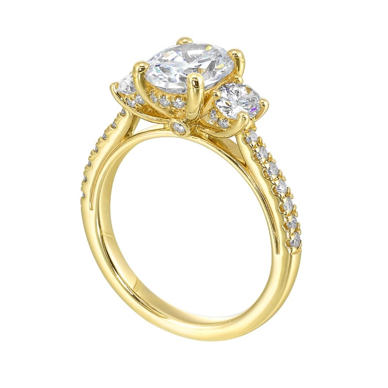 14Kt Yellow Gold Semi Mount 7/8Ctw For 2Ctw Oval Center