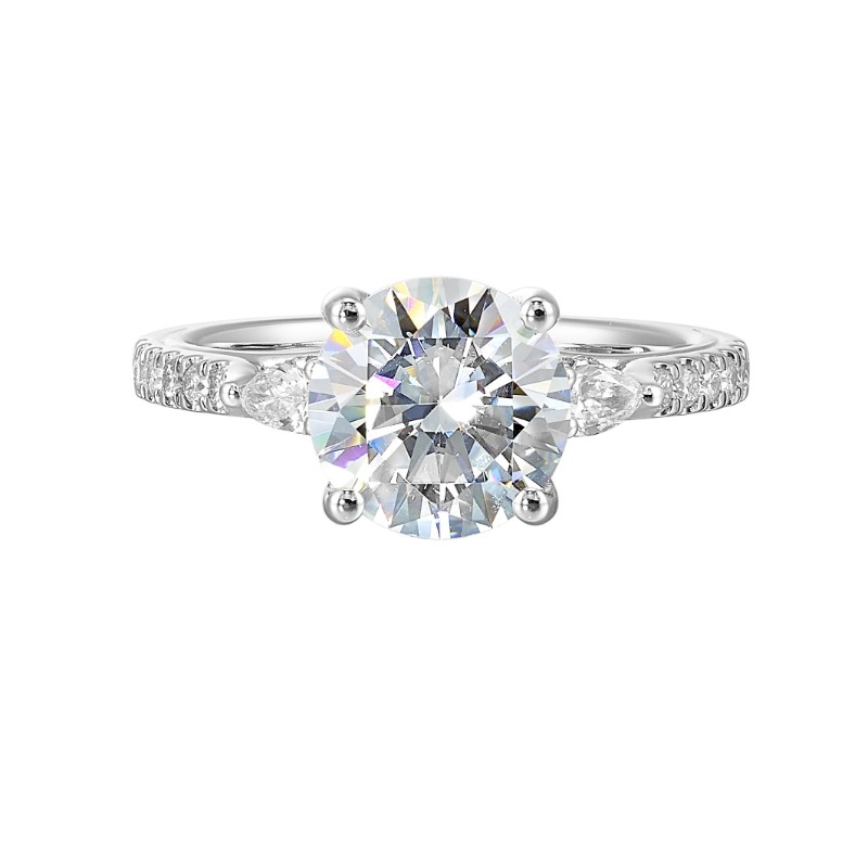 14Kt White Gold Semi Mount 3/8Ctw For 2Ctw Round Center