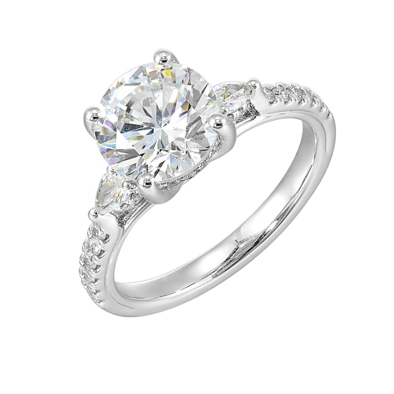 14Kt White Gold Semi Mount 3/8Ctw For 2Ctw Round Center