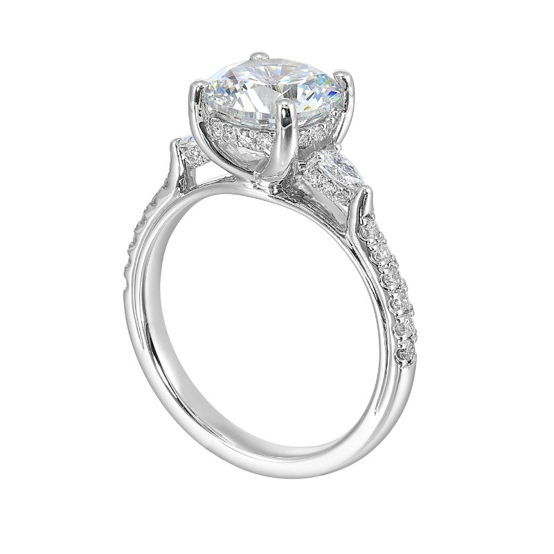 14Kt White Gold Semi Mount 3/8Ctw For 2Ctw Round Center