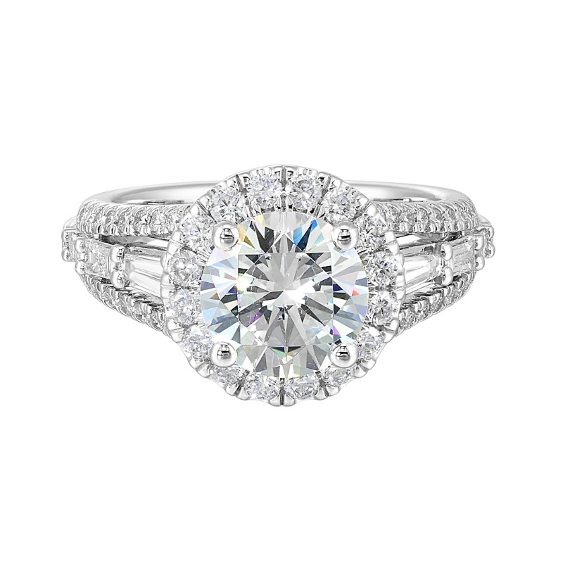 14Kt White Gold Semi Mount 1Ctw For 2Ctw Round Center