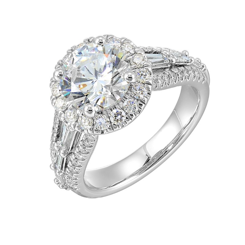 14Kt White Gold Semi Mount 1Ctw For 2Ctw Round Center
