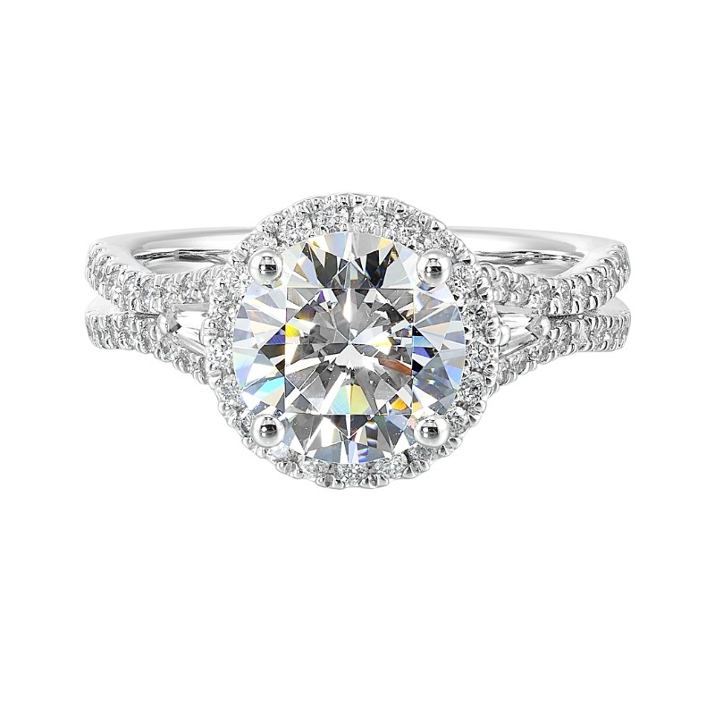 14Kt White Gold Semi Mount 1/2Ctw For 2Ctw Round Center