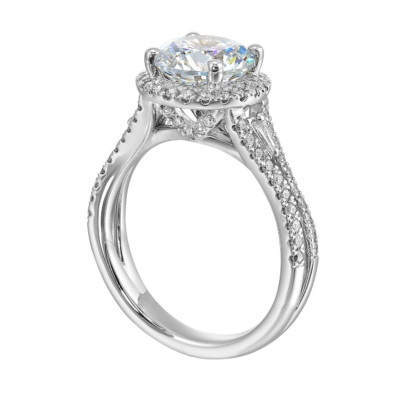 14Kt White Gold Semi Mount 1/2Ctw For 2Ctw Round Center
