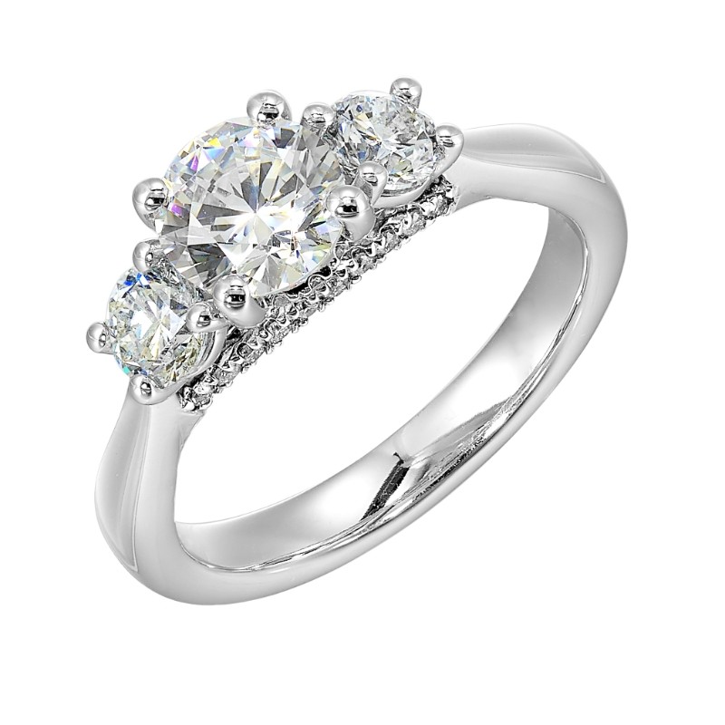 14Kt White Gold Semi Mount 3/4Ctw For 1Ctw Round Center