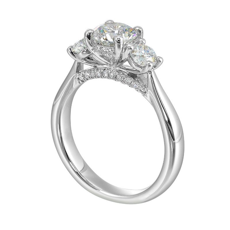 14Kt White Gold Semi Mount 3/4Ctw For 1Ctw Round Center
