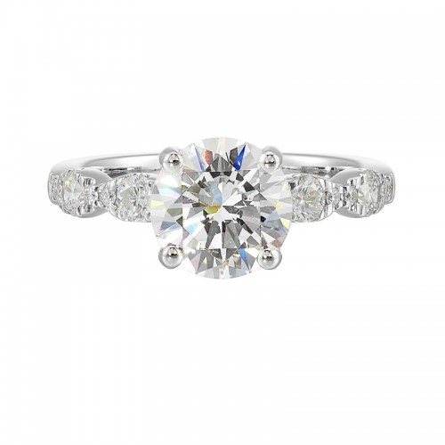 14Kt White Gold Semi Mount 1/2Ctw For 2Ctw Round Center