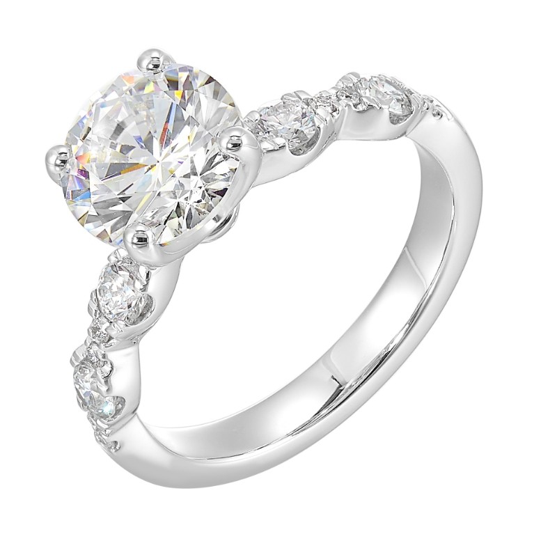 14Kt White Gold Semi Mount 1/2Ctw For 2Ctw Round Center