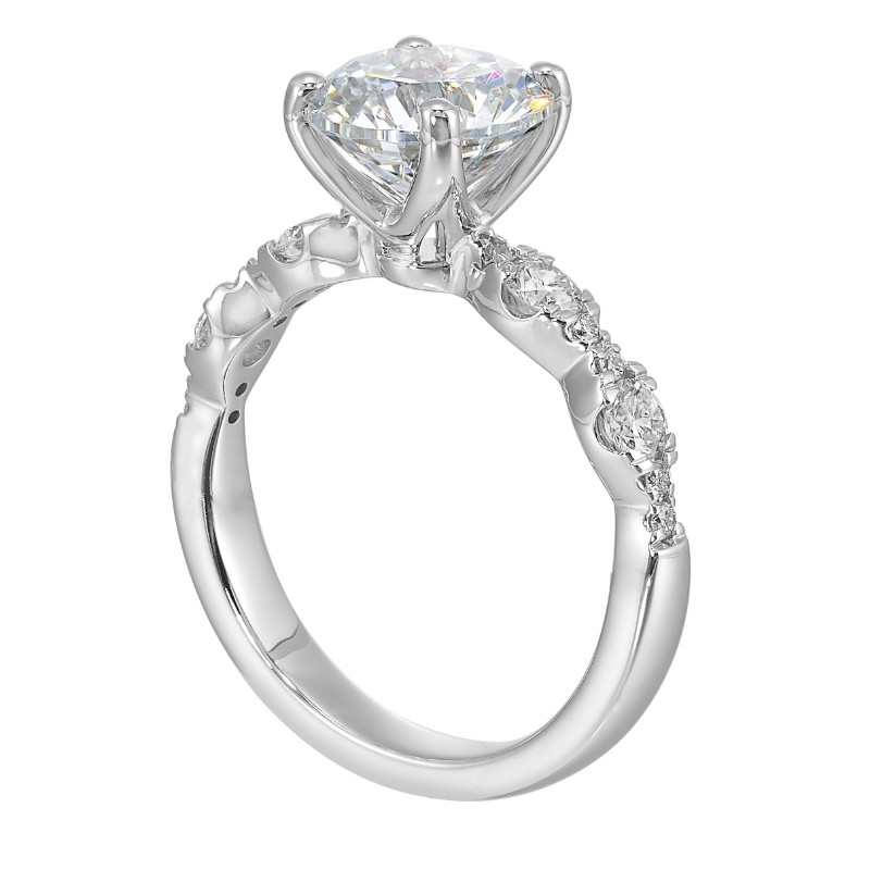 14Kt White Gold Semi Mount 1/2Ctw For 2Ctw Round Center