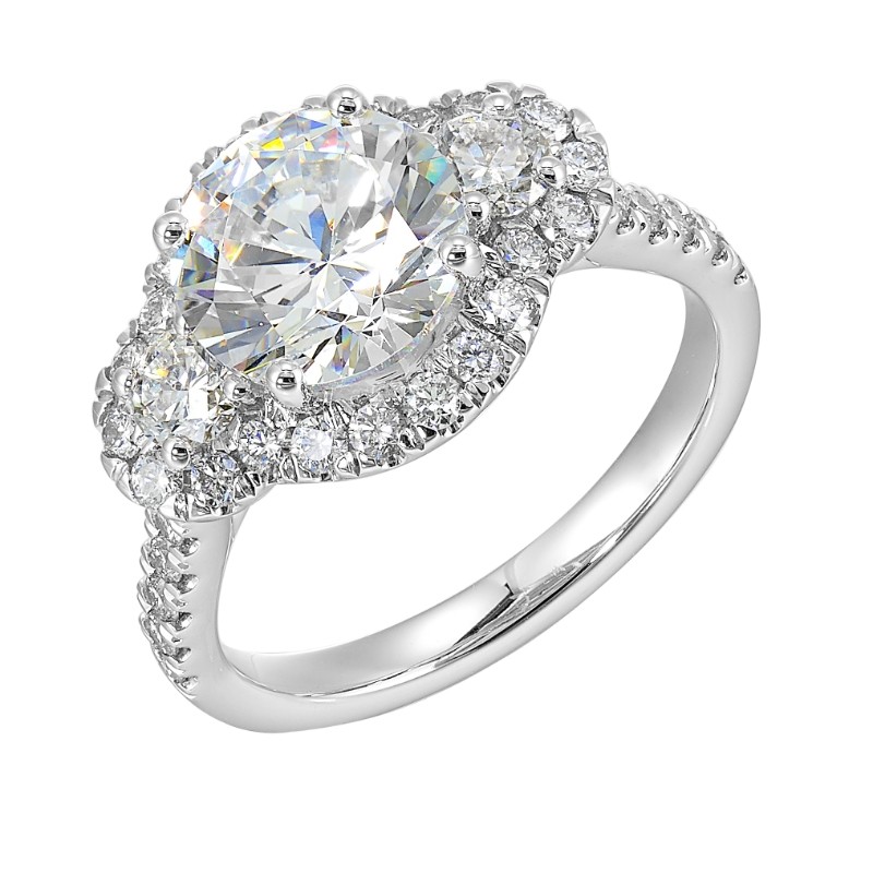 14Kt White Gold Semi Mount 1Ctw For 2Ctw Round Center