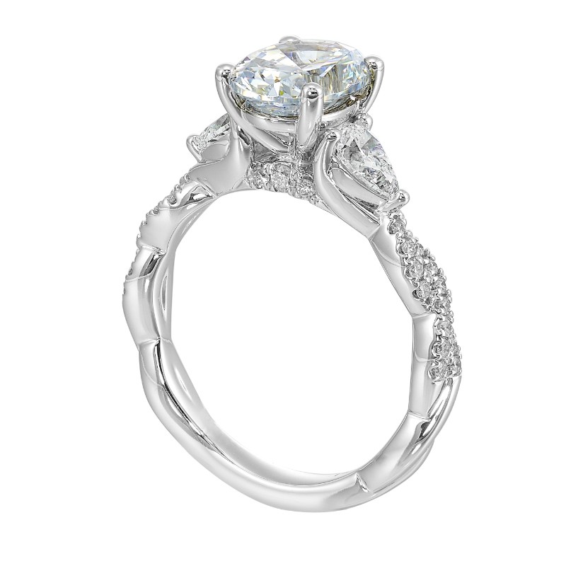 14Kt White Gold Semi Mount 5/8Ctw For 2Ctw Oval Center