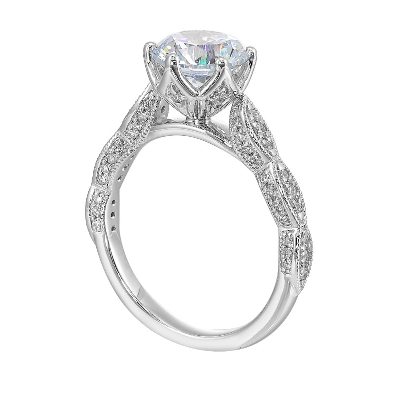 14Kt White Gold Semi Mount 1/3Ctw For 2Ctw Round Center