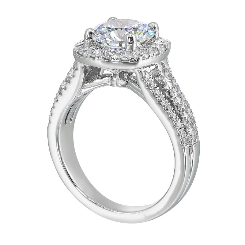 14Kt White Gold Semi Mount 7/8Ctw For 2Ctw Round Center