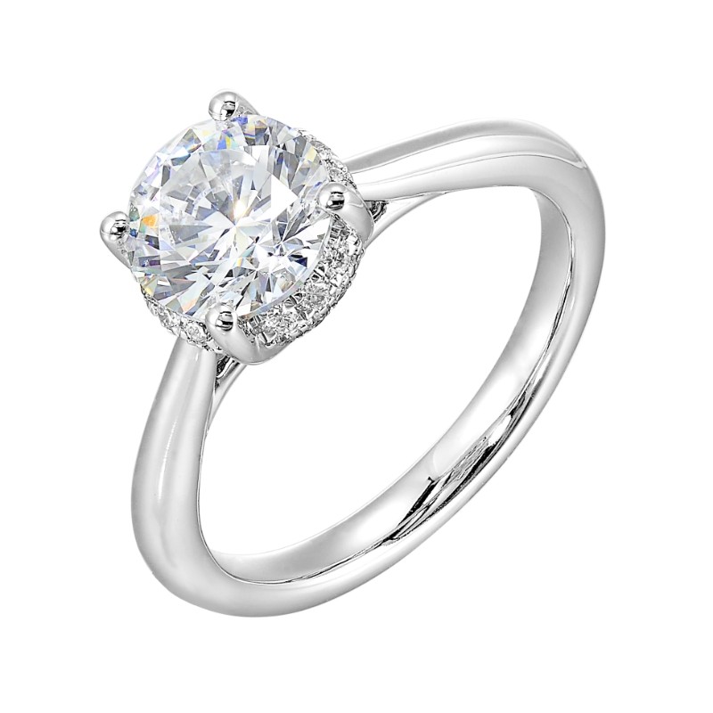 14Kt White Gold Semi Mount 1/7Ctw For 1 1/2Ctw Round Center