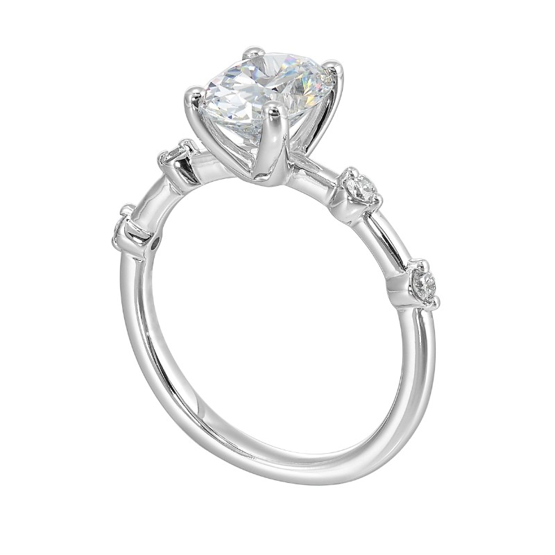 14Kt White Gold Semi Mount 1/8Ctw For 2Ctw Oval Center