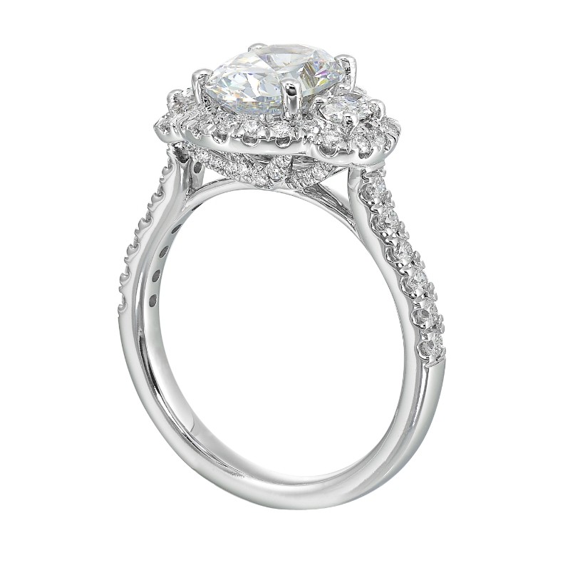 14Kt White Gold Semi Mount 3/4Ctw For 2Ctw Oval Center