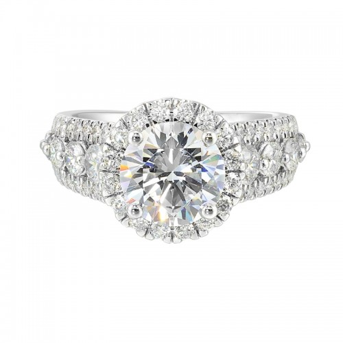14Kt White Gold Semi Mount 1 1/4Ctw For 2Ctw Round Center