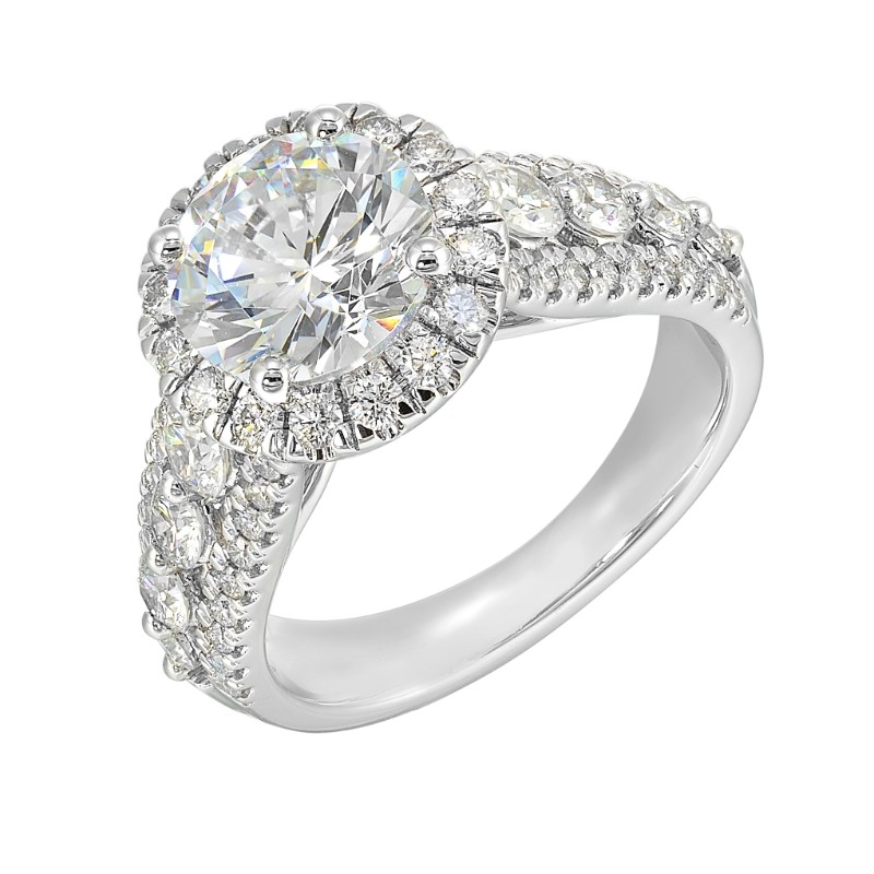 14Kt White Gold Semi Mount 1 1/4Ctw For 2Ctw Round Center