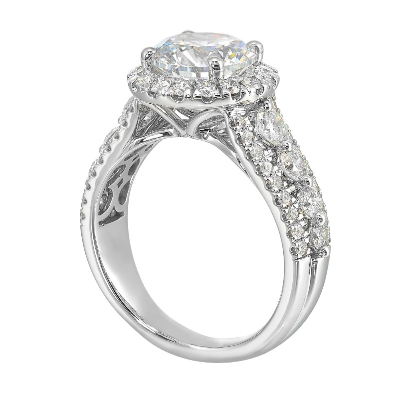 14Kt White Gold Semi Mount 1 1/4Ctw For 2Ctw Round Center