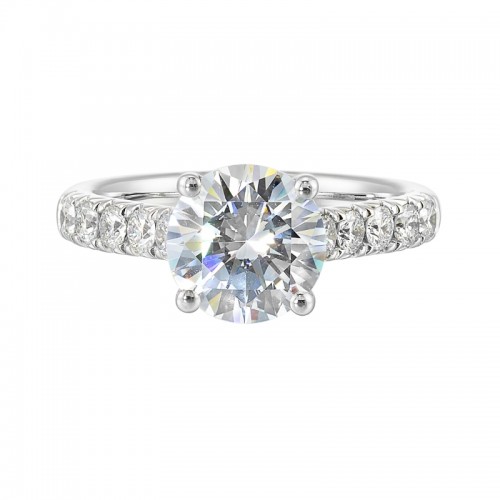 14Kt White Gold Semi Mount 1/2Ctw For 2Ctw Round Center