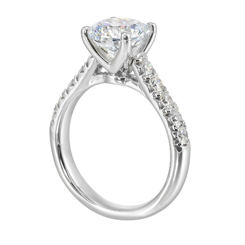 14Kt White Gold Semi Mount 1/2Ctw For 2Ctw Round Center
