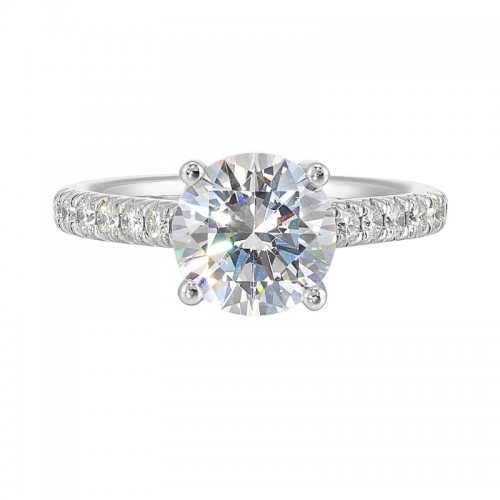 14Kt White Gold Semi Mount 1/2Ctw For 2Ctw Round Center