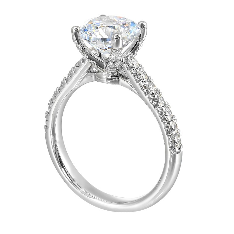 14Kt White Gold Semi Mount 1/2Ctw For 2Ctw Round Center